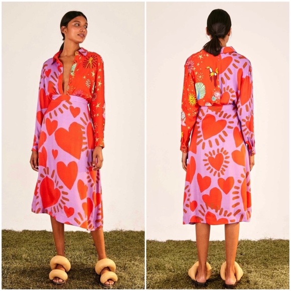 FARM Rio Tops - FARM RIO Wild Hearts Button Down Shirt